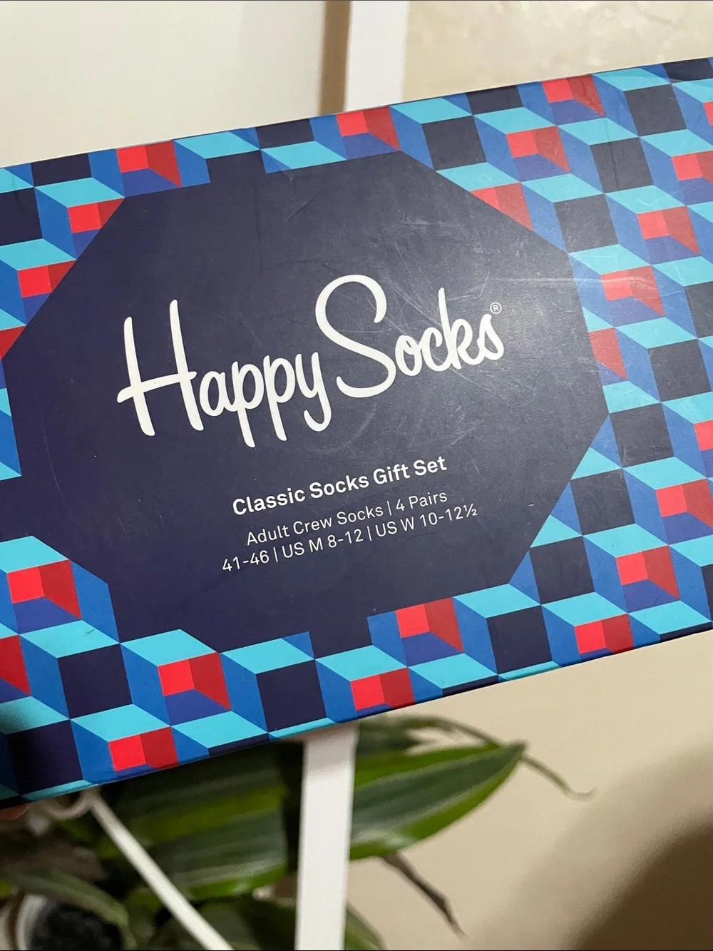 Happy Socks Classic Crew Socks Gift Set 4 Pairs Geometric Design